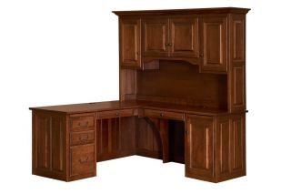 Amish Corner Computer Desk Hutch Home Office Solid Wood Oak Maple 