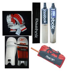 Brand New RBK Cricket Bat Pad Gloves Free Kit Bag
