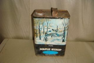 Vintage Antique Pure Maple Syrup Gallon Team of Horses Sled Man Yoke 