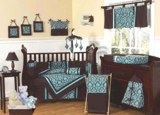 New Girl Blue and Brown Baby Infant Crib Bedding Set