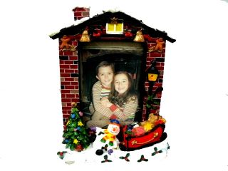   Themed Resin 4x6 Picture Frame w Flashing Lights Battery Op