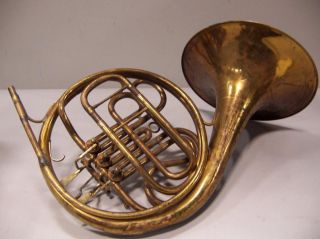 Antique Elkhart Indiana French Horn Band Instrument to Restore Repair