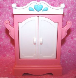   Dream Loving Family Dollhouse Pink Wardrobe Closet Bedroom Bed