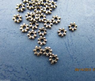 25 Antiqued Sterling Silver 925 Daisy Beads 4mm Great Little Spacer 