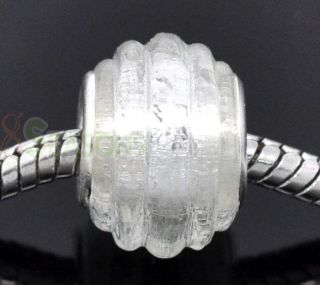 20 Striped Foil Glass Lampwork Bead Fit Charm Bracelet