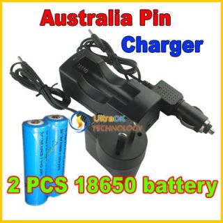 Australia Style AC Adapter + Car Charger +18650 battery