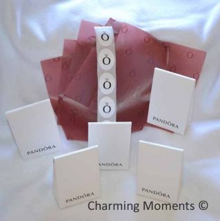    of 5 New Pandora Folding Bead Charm Bracelet Gift Box Tissue Sticker