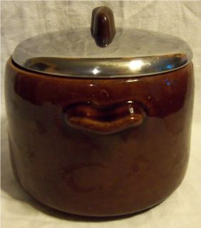 Vintage Westbend Bean Pot Crock with Metal Lid Matching Handles Finial 