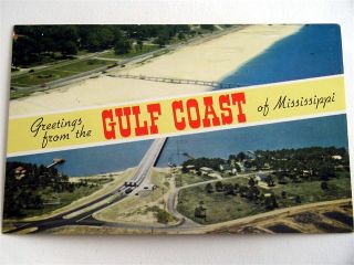 Aerial Mississippi Gulf Coast Bay St Louis MS Postcard
