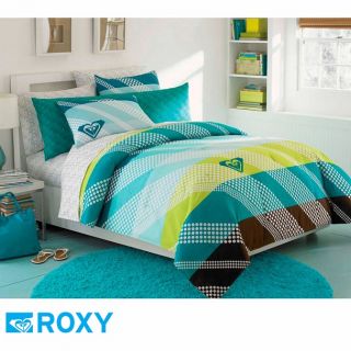 9pc Roxy Turquoise Lime White Bright Striped Comforter 200TC Sheet Set 