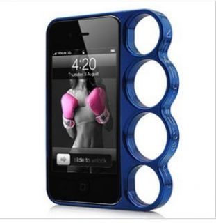   Of The Rings knuckles case cover Skin for Iphone 4 4s 4G Blue Creative