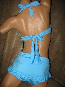 becca rock solid bikini skirt 2pc swim blue d l nwt