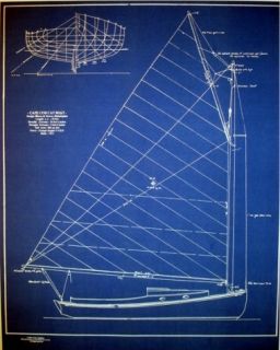 Vintage Cape Cod Cat Boat 1913 Builders Blueprint Plan 19 x 24