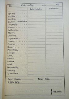 1907 Antique Dorothea Bechtel Report Card BK Wilmington