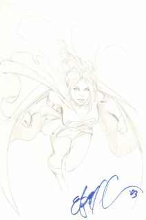 Supergirl Flying Sketch 2003 Signed Original Art by Eric Basaldua 