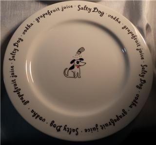 Pottery Barn Perfect Set of 8 Bar Lingo Porcelain Appetizer Plates L K 