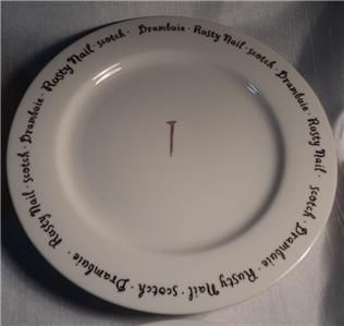 Pottery Barn Perfect Set of 8 Bar Lingo Porcelain Appetizer Plates L K 