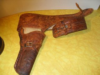 Antique Bedell Rogers Brown Western Hand Tooled Gun Holster Belt Texas 