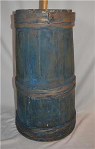 Antique Country Primitive Wooden Butter Churn 19th Century Shaker Blue 