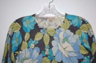 BELFORD Floral PATTERN ~ CASHMERE ~ LONG SLEEVE SWEATER Small