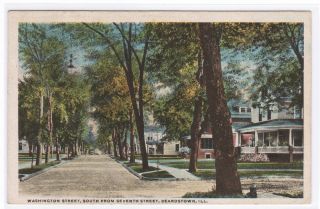 Washington Street Beardstown Illinois 1922 Postcard