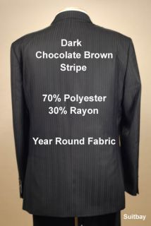 48R Suit Steve Harvey 3 Piece Dark Brown Striped Mens Suits 48 Regular 