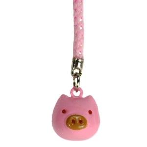 Pink Pig Bell Charm Mobile Cell Phone Strap Brass New