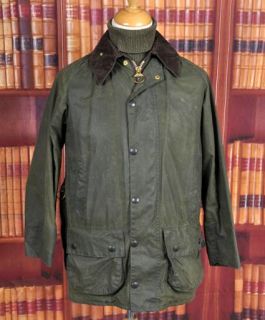 superb barbour beaufort green wax jacket 36