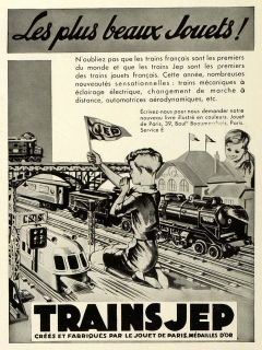 1935 Ad French Jouet Paris Trains JEP Model Train Set Boys France 