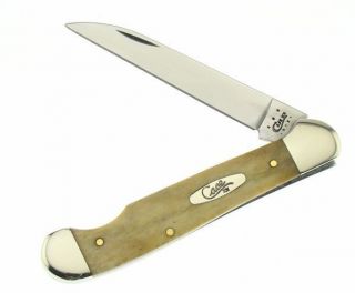 New USA made CASE EZ OPENER Antique Bone Pocket Knife w Brass Liners 