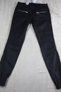 Victoria Beckham Black Wax Metallic Zipper Twist Ankle Jeans Size 24 $ 
