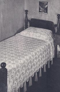 Vintage Crochet Pattern Motif Bedspread Popcorn Yankee