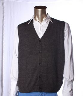 Geoffery Beene NEW Gray Mens Vest Solid Cardigan Sweater Outerwear 