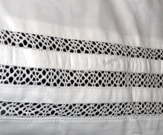 18 drop with split corners 100% Egyptian cotton 3 rows of lace inset 