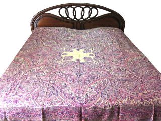Purple Cashmere Jamavar India Bedspread Bedding Sofa Throw Reversible 