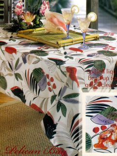 this is a tropical print tablecloth from benson mills the pattern is 