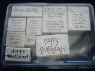Stampin Up Stamp Set Birthday Greetings 9 Pieces Horns Late Birthday 