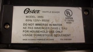 We are featuring A Oster Belgian Waffle Maker Model 3883. This is in 
