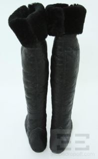Bernardo Black Leather Shearling Over The Knee Flat Boots Size 8 5M 