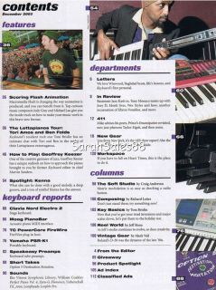 Keyboard Magazine 2003 Tori Amos Ben Folds Kenna Nord Electro 2 Moog 