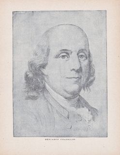 Ben Franklin Benjamin Franklin Antique Print 1891