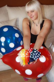 16 Qualatex Polka Dots Luftballons Gemischte Kristallfarben 
