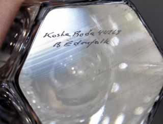 Kosta Boda Bengt Edenfalk Signed Crystal Colonna Hexagonal Vase 44268 