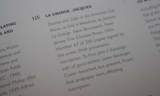 JFK Signed Jacques La Grange Art, Sothebys, Jackie Kennedy, COA, UACC 
