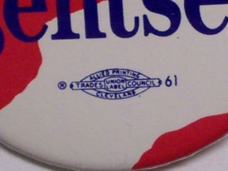 Original Vintage 1988 Dukakis Bentsen President Campaign Pinback 