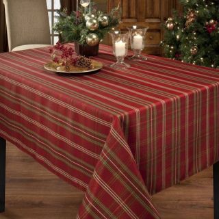 New Benson Mills Christmasville Metallic Fabric Tablecloth 60 inch by 