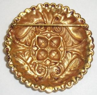 Ben Amun Shield Shaped Gold Tone Pin / Brooch