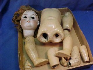 Early 20thc C M BERGMANN German 26 BISQUE DOLL Head Compo BODY For 