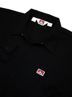 New Mens Ben Davis 1 4 Zip Black LS Embroidered Monkey WorkWear Shirt 
