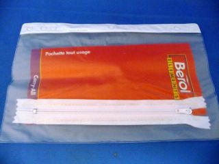 Berol Clear with White Pencil Zipper Pouch with Holes for Binder 00513 